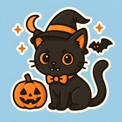 halloween cat with pumpkin