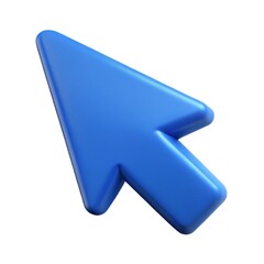 3D Render: Glossy Blue Cursor Icon, Modern Design, Digital Technology, Click Here Concept