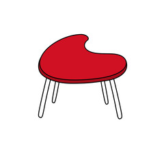 A red chair with white legs