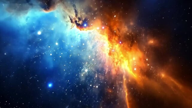 Mesmerizing intergalactic nebula featuring radiant blue and vibrant orange hues in the depths of space, Mesmerizing intergalactic nebula with radiant blue and orange tones Space concept