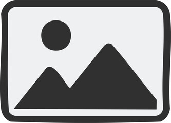 Vector Graphic of Simple Mountain Scene with Bold Shapes and Clean Monochrome Composition