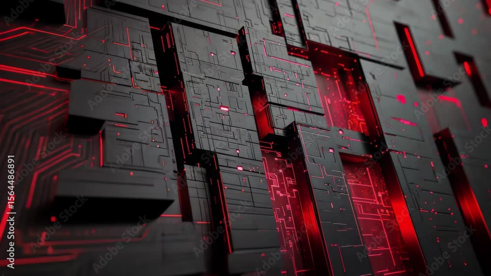 Aufkleber exploring digital security technology with lock designs and data patterns on a dark red background, 
