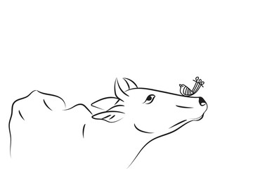 cow line art vector illustration with a white background