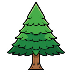 A bold cedar tree vector icon, with dense, scale-like leaves, representing strength and endurance, great for forest or natural themes.