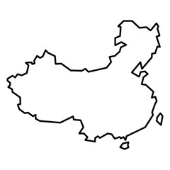 China map line icon. China map icon isolated on transparent background