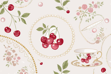seamless pattern with cherries