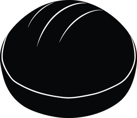 Simple black and white round bread icon illustration