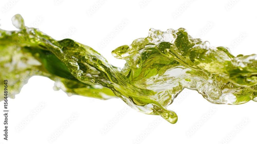 Aufkleber refreshing splash of green liquid in a dynamic wave motion. transparent background