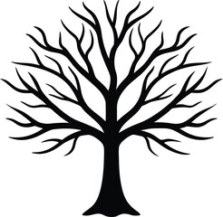 Bare tree silhouette winter nature illustration graphic