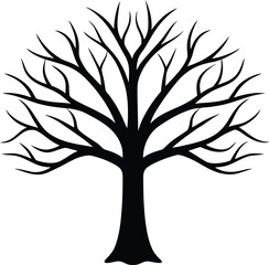 Bare tree silhouette winter nature illustration graphic