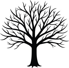 Obraz premium Bare tree silhouette winter nature illustration graphic