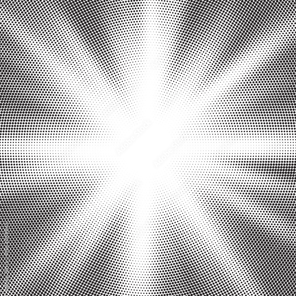 Poster Halftone gradient sun rays pattern. Abstract halftone vector dots background. monochrome dots pattern. Vector background in comic book style with sunburst rays and halftone. Retro pop art design.