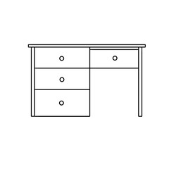 A white desk with four drawers