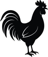 Majestic rooster silhouette farm animal icon graphic