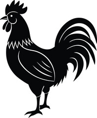 Majestic rooster silhouette farm animal illustration