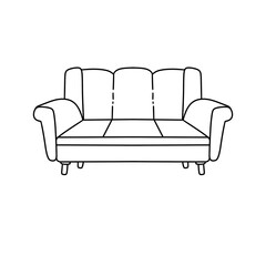 A white couch with a black trim