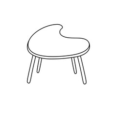 A table with a curved top and legs