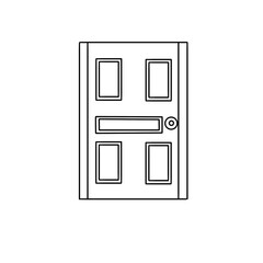 A door with four panels and a door knob