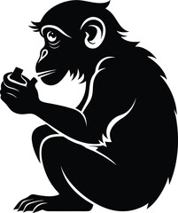 Silhouette Monkey Holding Object Vector Illustration Graphic Design Animal Primate Art