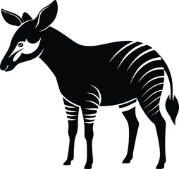 Okapi Illustration: Black and White Vector Image of an African Forest Giraffe Relative