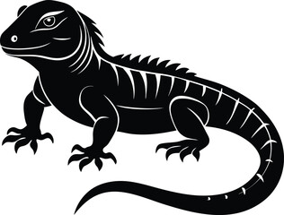 Black and White Lizard Illustration: Reptile Graphic, Vector Art, Animal Design, Wildlife Image