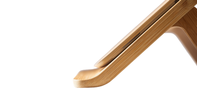 Stylish wooden stand for displaying books or tablets elegantly. transparent background