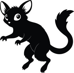Black Cartoon Chinchilla Illustration: Cute Animal Vector Art, Whimsical Creature Graphic
