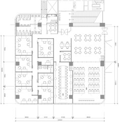 Office Furniture Layout Plan in 2D vector format, 
