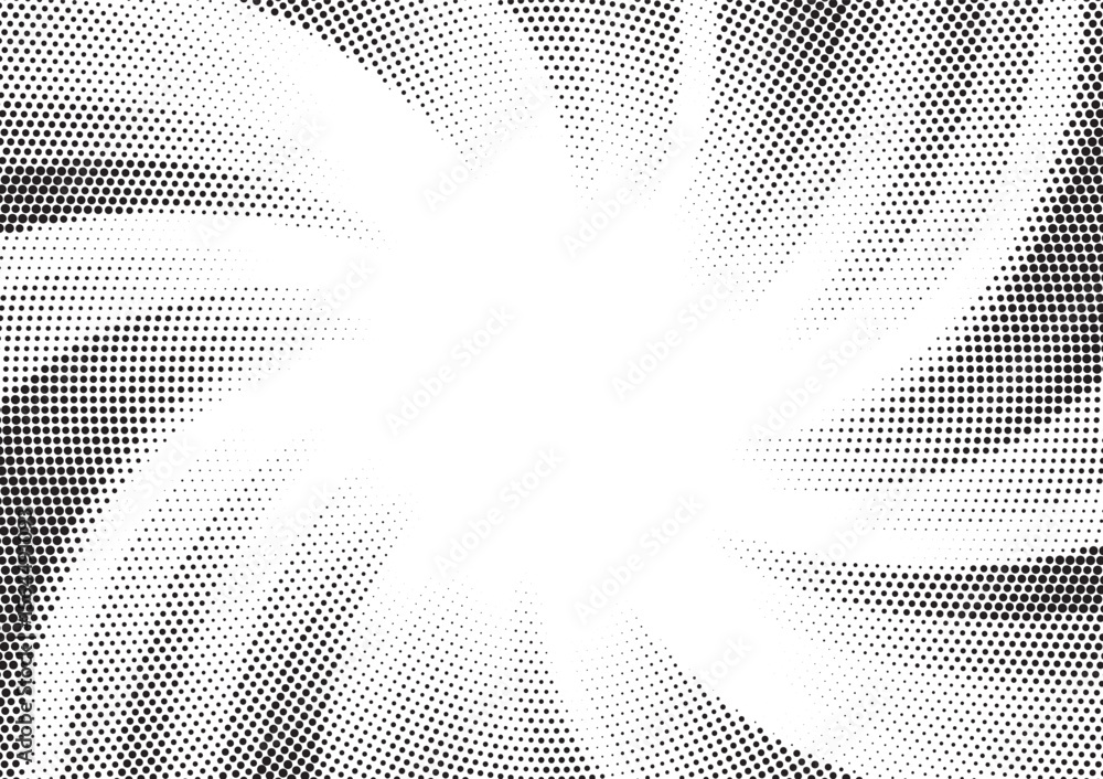 Aufkleber Halftone gradient sun rays pattern. Abstract halftone vector dots background. monochrome dots pattern. Vector background in comic book style with sunburst rays and halftone. Retro pop art design.