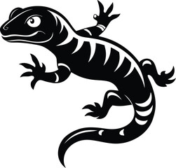 Black and White Gecko Vector Illustration: Cartoon Lizard Graphic Design Element