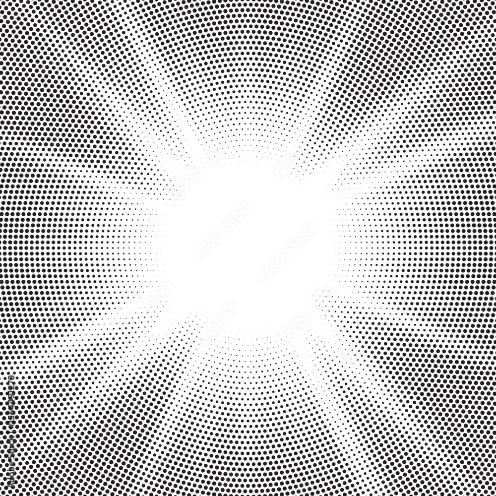 Aufkleber Halftone gradient sun rays pattern. Abstract halftone vector dots background. monochrome dots pattern. Vector background in comic book style with sunburst rays and halftone. Retro pop art design.