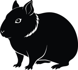 Black Wombat Silhouette Vector Illustration: Australian Marsupial Animal Graphic Design Image