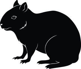 Black Vector Image of a Patagonian Mara, Wildlife Animal Illustration, Clip Art