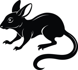 Black Silhouette of a Bilby, Australian Marsupial, Native Animal Vector Illustration
