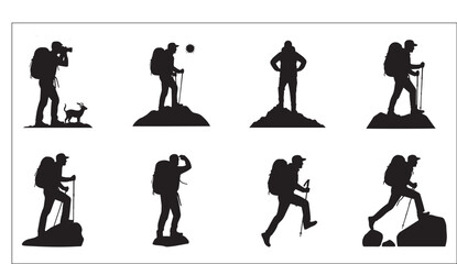 Obraz premium Diverse Hikers in Silhouette on Various Terrain
