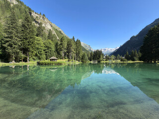 mountain lake in the alps in gressoney italy 