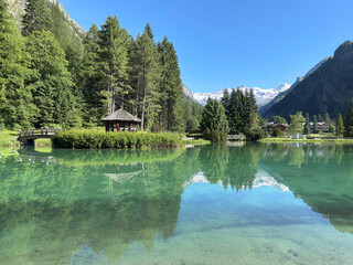mountain lake in the alps in gressoney italy 