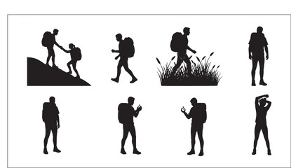 Obraz premium Diverse Hikers in Silhouette on Various Terrain