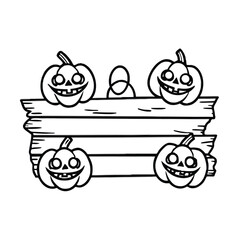 Halloween sign board vector isolated on white background. |