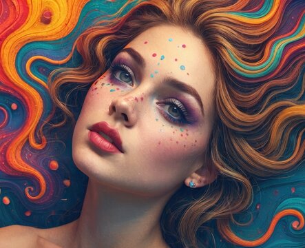 Vibrant Painted Portraits of Women &ndash; Colorful Face Art and Psychedelic Aesthetics