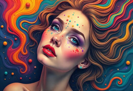 Vibrant Painted Portraits of Women &ndash; Colorful Face Art and Psychedelic Aesthetics