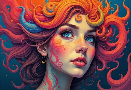 Vibrant Painted Portraits of Women &ndash; Colorful Face Art and Psychedelic Aesthetics