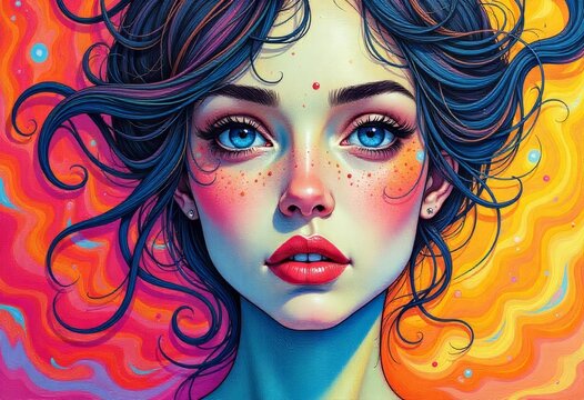 Vibrant Painted Portraits of Women &ndash; Colorful Face Art and Psychedelic Aesthetics