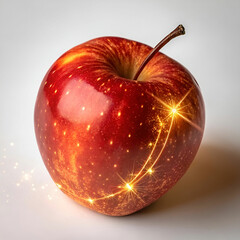 red apple with golden glow