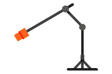 Minimalist illustration of a microphone stand with an orange microphone clip