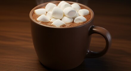 Cozy Mug of Hot Chocolate Topped with Marshmallows – Warm Winter Beverage for Comfort and Indulgence