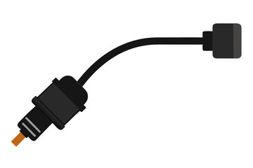 Black toslink optical audio cable with connector and plug