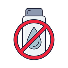 Fragrance-free product label with crossed-out water droplet symbol  