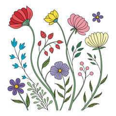 Seamless vector floral pattern with blossoms, leaves, and butterflies, perfect for spring and summer nature-inspired designs