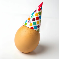 egg wearing a party hat